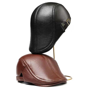 Counter quality pure leather peaked cap middle-aged and elderly soft leather hat gentleman hat csqy pure leather forward cap jd black one size fits all size adjustable
