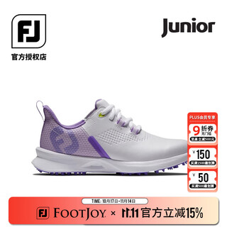 Footjoy golf shoes children's new product features lightweight and comfortable fj youth golf shoes white/purple 34