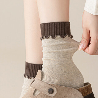 Ancient and modern (gujin) 5 pairs of socks, women's mid-calf socks, spliced fungus lace stockings, cotton socks, pile socks, autumn and winter women's socks