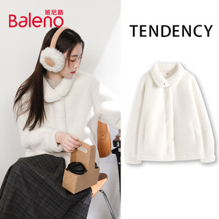 Baleno jacket women's autumn and winter new style warm thickened short cardigan top trendy simple design versatile long sleeves 3 off-white #solid color skin-friendly and warm s
