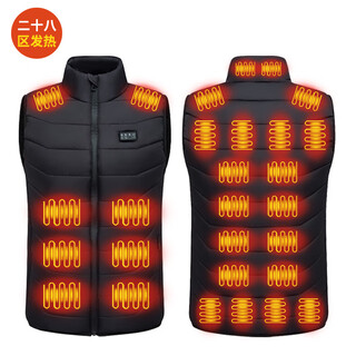 New electric heating vest for men and women, rechargeable thermal vest, heating clothes, winter outdoor riding and fishing jacket, zone 28 black, single clothes without power bank 4xl