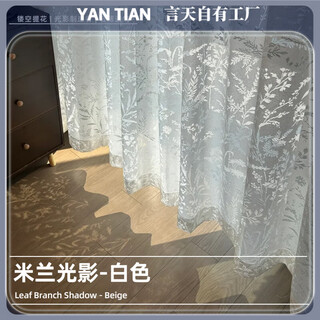 Like a fish in water tulle curtains french white gauze curtains balcony small blackout 2025 new keqiao bedroom high light transmittance milan light and shadow-white a set-with top-mounted track applicable to wall width 3.5-4