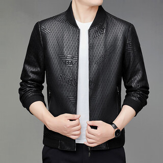 Armani armani brand armani new spring, autumn and winter men's baseball collar jacket for young and middle-aged people printed hugh ka895 black m 170 (95-120jin jin equals 0.5 kg)