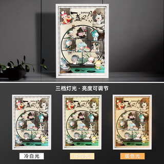 Popmart bubble mart display box dimoo yi lian fengyue series figure storage blind box scene suitable for light luxury white - upgraded lighting model 12 grids yi lun fengyue series display box 34*48cm (documents not included)