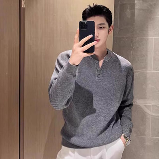 Kuraishi kazuki light luxury trendy brand high-end henry collar sweater men's autumn and winter new casual solid color bottoming sweater sweater gray 2xl 145-160jin jin equals 0.5 kg