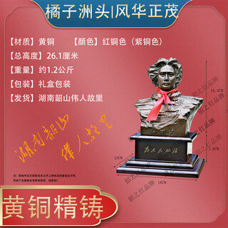 Shao's red chairman mao statue ornament youth sculpture changsha orange island bronze statue brass pure great man souvenir living room decoration total height 26.1 cm a1 genuine original model red copper color shaoshan great man's hometown bronze statue