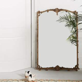French retro european makeup mirror, dressing table, fireplace mirror, home bathroom bathroom mirror, anti-fog smart mirror, vertical 60*90cm+led touch light