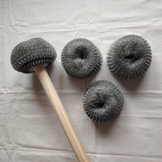 Tmjd miss barbecue special iron brush stainless steel wire brush long handle lead wire ball brush wooden barrel tin pot helmet biscuit stove baking wooden handle brush upgraded 82cm + 3 replacement brush heads