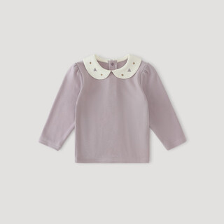 Bali piggy girls t-shirt spring and autumn long sleeve bottoming shirt baby doll collar casual clothes toddler winter warm children's tops luoxia purple 90