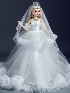 Shantou lincun 3 points 6 points wedding dress doll handmade makeup bjdsd dress up simulation girl princess doll play 60cm xiaoxiao ivory white model suit+