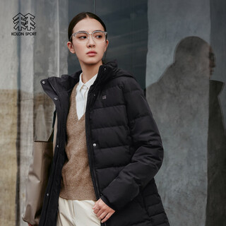 Kolon sport commuting down jacket windproof and water-repellent women's mid-weight hooded waist goose down jacket