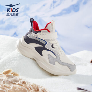 Hongxing erke (erke) children's shoes, boys' and girls' casual shoes, children's second cotton version, cushioning and warm cotton shoes, microcrystalline white/moon lime/cosmic blue 37