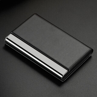 Ehremann business leather business card holder for men and women large capacity business card box card bag genuine leather card box custom gift black