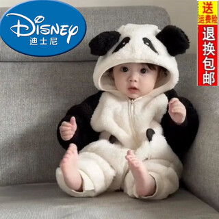 迪士尼（Disney）25新款小熊款男女宝宝连体衣婴幼儿加厚保暖新生婴儿爬爬服春秋装 熊猫爬爬服 90 身高78-88公分