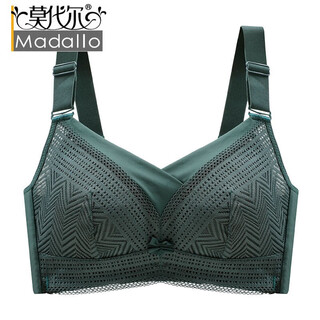 Modal full cup plus size underwear, ultra-thin, fat, no steel ring, anti-sagging, auxiliary breast reduction, big breasts, small bra, green 34/75b