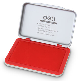 Deli 9891 104*71mm square metal second dry ink pad (price unit) red