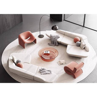 Fantasy italian minimalist curved fabric sofa hotel lobby sales office rest area bridal shop beauty salon reception sofa style 46 people