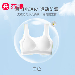 Fenton summer thin and thin breathable underwear for girls during development period. middle and high school students, seamless bra, girls sports shock-proof vest, white m 75a (60-80jin jin is equal to 0.5kg)