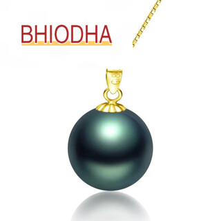 Bhiodha black pearl pendant gold classic black seawater pearl gift for wife chinese valentine's day gift 100-110mm slightly flawed