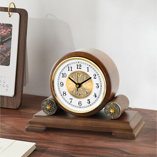 Zhuang shu solid wood desk clock chinese style living room silent clock european retro large bedroom desk clock american clock ornament 552