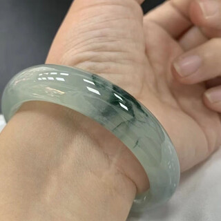 Fat donglai quality hetian jade bracelet burmese ice waxy light green jade girl clear water floating flowers jade bracelet white moonlight no. 51