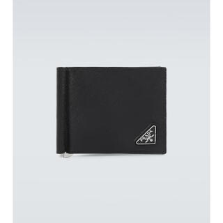 Prada luxury men's calfskin metal wallet black one size