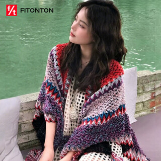 Fitonton shawl women's qiji red ethnic style xinjiang travel wear scarf large shawl warm windproof cloak coat new year