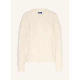 Polo ralph lauren women's sweater warm breathable thickened autumn and winter daily knitted retro autumn and winter new model ecru one size | xs