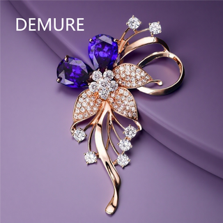 Demure korean version rose gold flower brooch high-end women's corsage brooch temperament suit coat collar accessories rose gold flower brooch