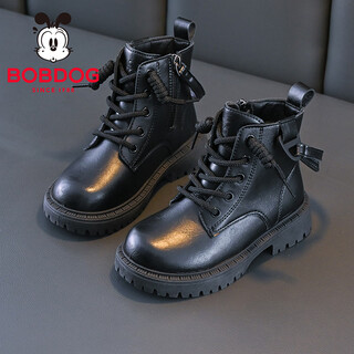 Bobdog children's shoes, girls' winter comfortable and versatile boots, fashionable and warm children's martin boots 112555127 black 35