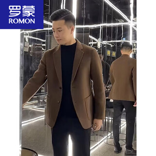 Romon wool double-sided woolen suit men's 25 spring, autumn and winter cashmere business casual suit jacket woolen coat caramel color 70 wool (net content 68.9%) m (size 48/weight-115jin jin equals 0.5 kg)