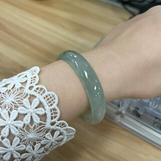 Zhou taisheng burmese ice oil green jade bracelet women's jade bracelet light green floating flower jade bracelet square bracelet imperial concubine bracelet no. 62