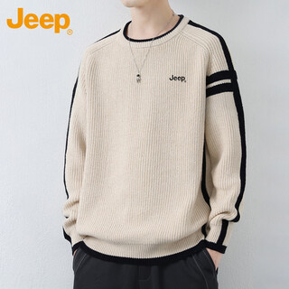Jeep (jeep) sweater men's winter thickened bottoming shirt men's loose high-level knitted sweater clothes men's khaki xl