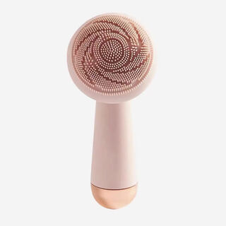 Electric facial cleanser to remove blackheads, silicone brush, pore cleaning artifact, household ultrasonic vibration massage for men and women, beige rechargeable vibration rotation mode