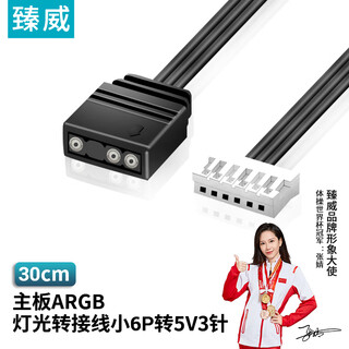臻威（ZHENWEI）主板ARGB灯光转接线 小6P转5V3针 30cm