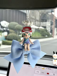 语森忆正版泡泡玛特Molly茉莉车载挂饰后视镜装饰挂件网红可爱定 泳装 红