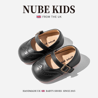 Nubekids genuine leather british nube children's shoes for girls baby princess shoes spring and summer new girls' british style soft soled toddler shoes tara black genuine leather model 23 inner length 14.4cm suitable for feet length around 13.9cm