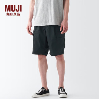 Muji men's water resistant stretch cargo shorts pants casual pants aed81c3s black l
