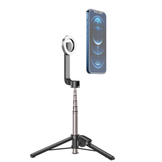 Telesin magsafe magnetic selfie stick tripod mobile live broadcast portable bluetooth remote control multi-function shooting video overhead shot vlog bracket outdoor retractable double eleven magsafe magnetic selfie stick for mobile phones