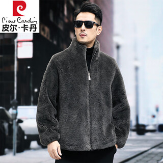 Pierre cardin 100% wool fur jacket men's autumn and winter stand collar sheep shear fur one-piece thick coat sheep wool jacket tan xl 130 to 145 jin jin equals 0.5 kg wear