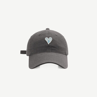 Love embroidered peaked cap for women summer korean style fashion casual soft top baseball cap gray 52-60cm