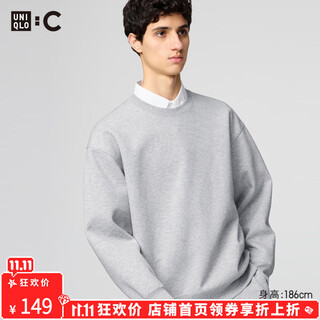 Uniqlo collaboration men's and women's loose sweatshirts long-sleeved sweatshirts casual tops autumn and winter new style 481040 03 gray l /175/100a