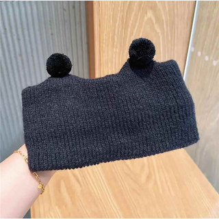 Satiri running hat women's winter front forehead covering windproof headband warm cute sports cycling coldproof headgear cat ears (new style) - black