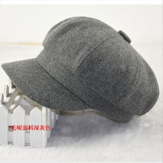 Guan chen octagonal hat men's large head circumference canvas literary retro casual duckbill painter beret large size hat for men and women woolen gray xl extra large inner adjustment 6162
