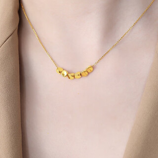 Chow tai fook pure gold 999 twisted beads gold pendant sugar cube women's collarbone necklace chinese valentine's day gift for girlfriend foot three sanyang kaitai
