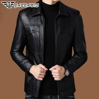 Armani (armani exchange) armani lapel leather jacket men's velvet thickened leather jacket young and middle-aged jacket men's winter jacket regular style ag_bl813 black m 170