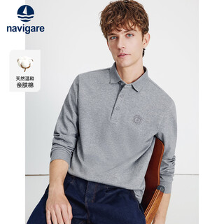 Navigare italian dinghy 2025 autumn men's long-sleeved polo shirt solid color commuter lapel top 1135025304