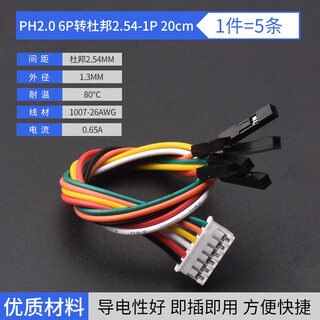 Zave dupont 2.54 terminal cable adapter cable ph2.0 6p to dupont 2.54-1p 20cm (5 pieces)