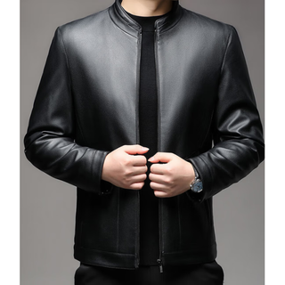 Classic car (laoyeche) genuine leather jacket for men spring and autumn new style haining middle-aged and elderly daddy sheepskin jacket plus velvet black m 170