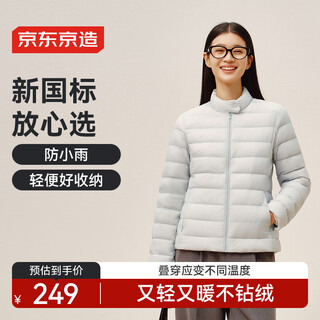 Jing tokyo made down jacket women's thin, fashionable and versatile 25 new winter style thick warm jacket soft mist gray m